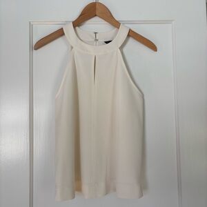 Ann Taylor Cream Keyhole Sleeveless Blouse